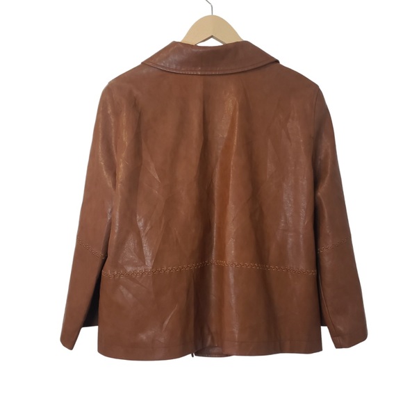 Anthropologie-Brown Faux Leather Jacket-S-NWOT Woman Spring Coat - Picture 3 of 8